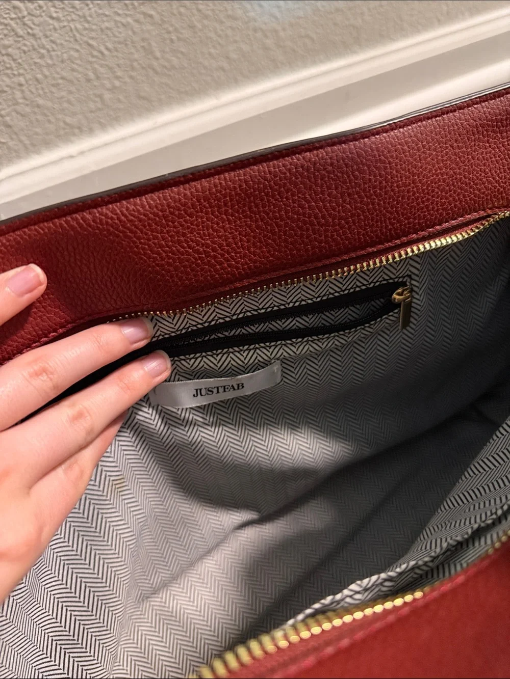 Structured Red Women’s Tote Bag with Front Pocket